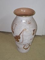 Keramikvase mit Musikmotiven bege / goldfarben guter Zustand