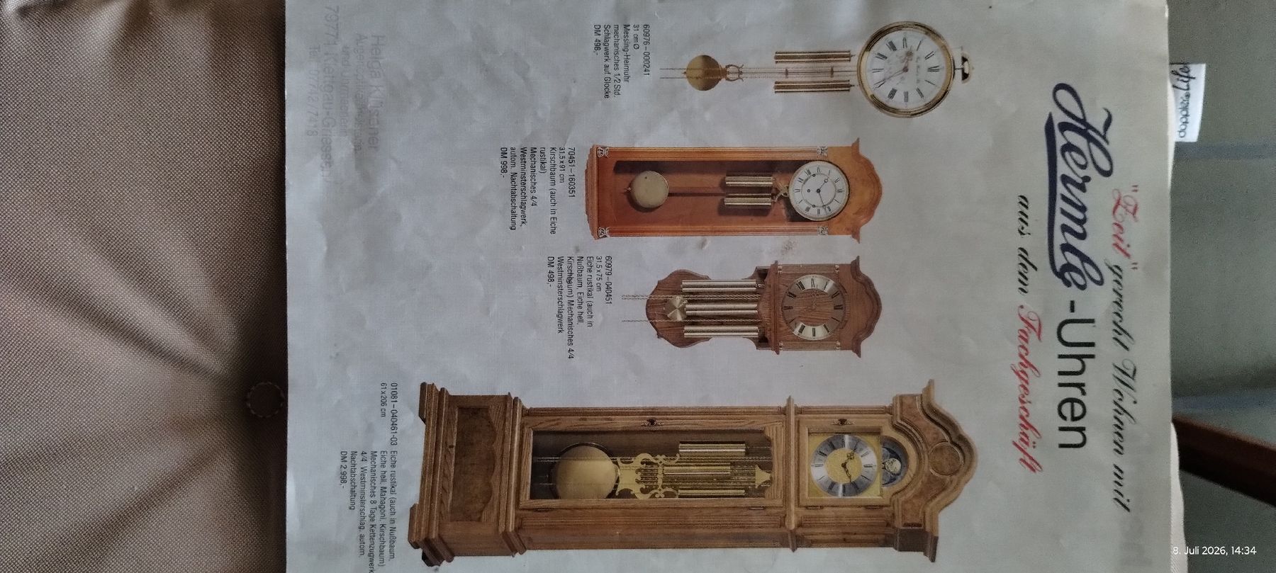Orologi da terra & Orologi da parete: Standuhr Hermle, mit Mondfase, Bigben Klang – Usato da Wil ZH venduto da deurchig 4