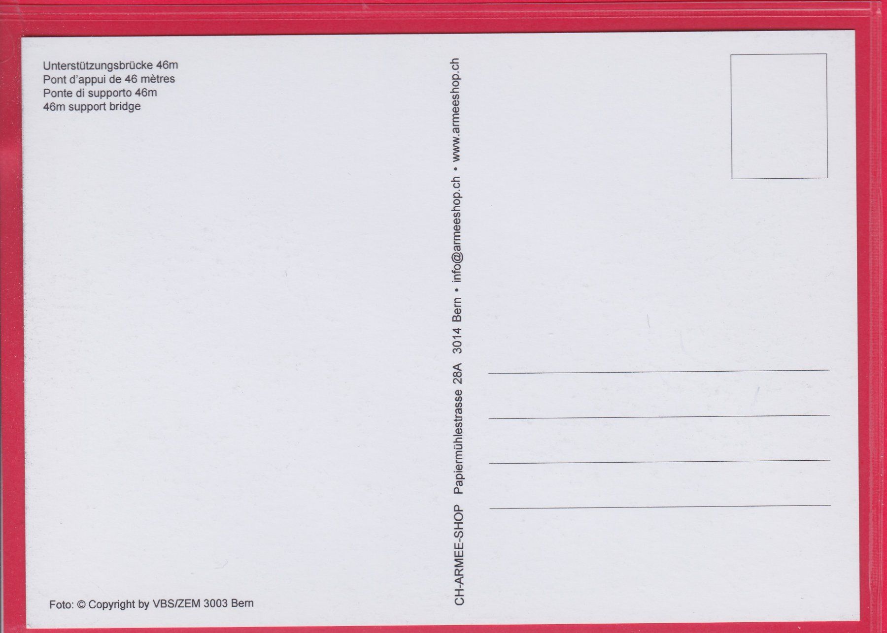 Cartoline postali: UNTERSTÜTZUNGSBRÜCKE 46m – Usato da Oberrieden venduto da Gebirgsstelze 1