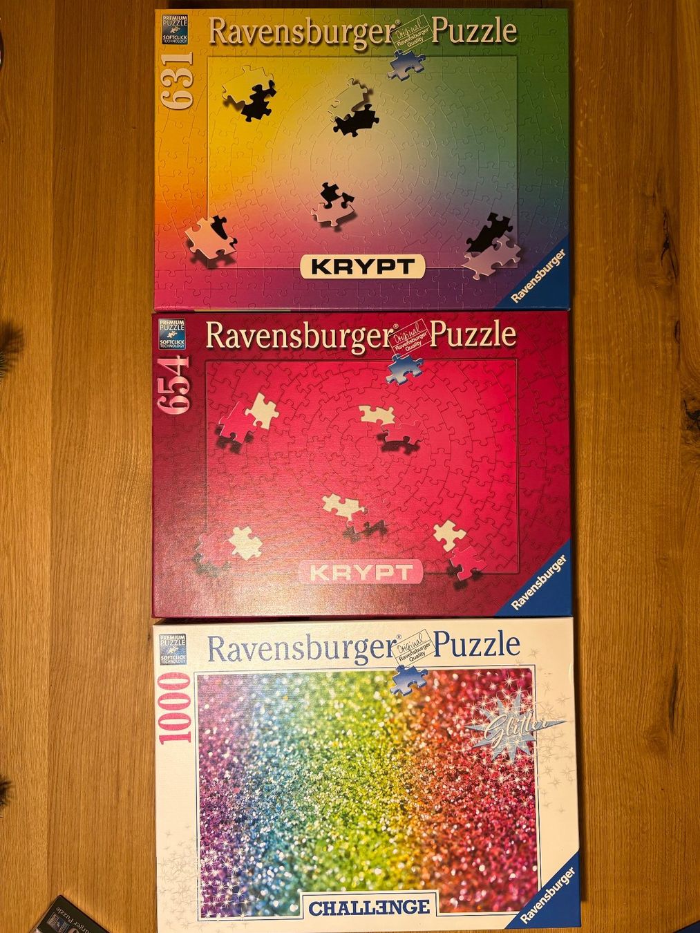 Ravensburger Puzzle: 3x Krypt/Challenge Ravensburger Puzzle 631/654/1000 Teile – Usato da Zürich venduto da nandau