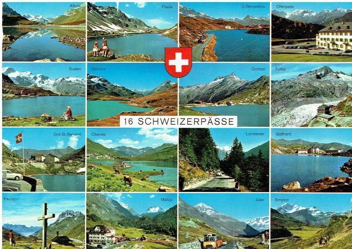 Ansichtskarten: 16 Schweizerpässe – Gebraucht aus Flims - Dorf von Stagediver