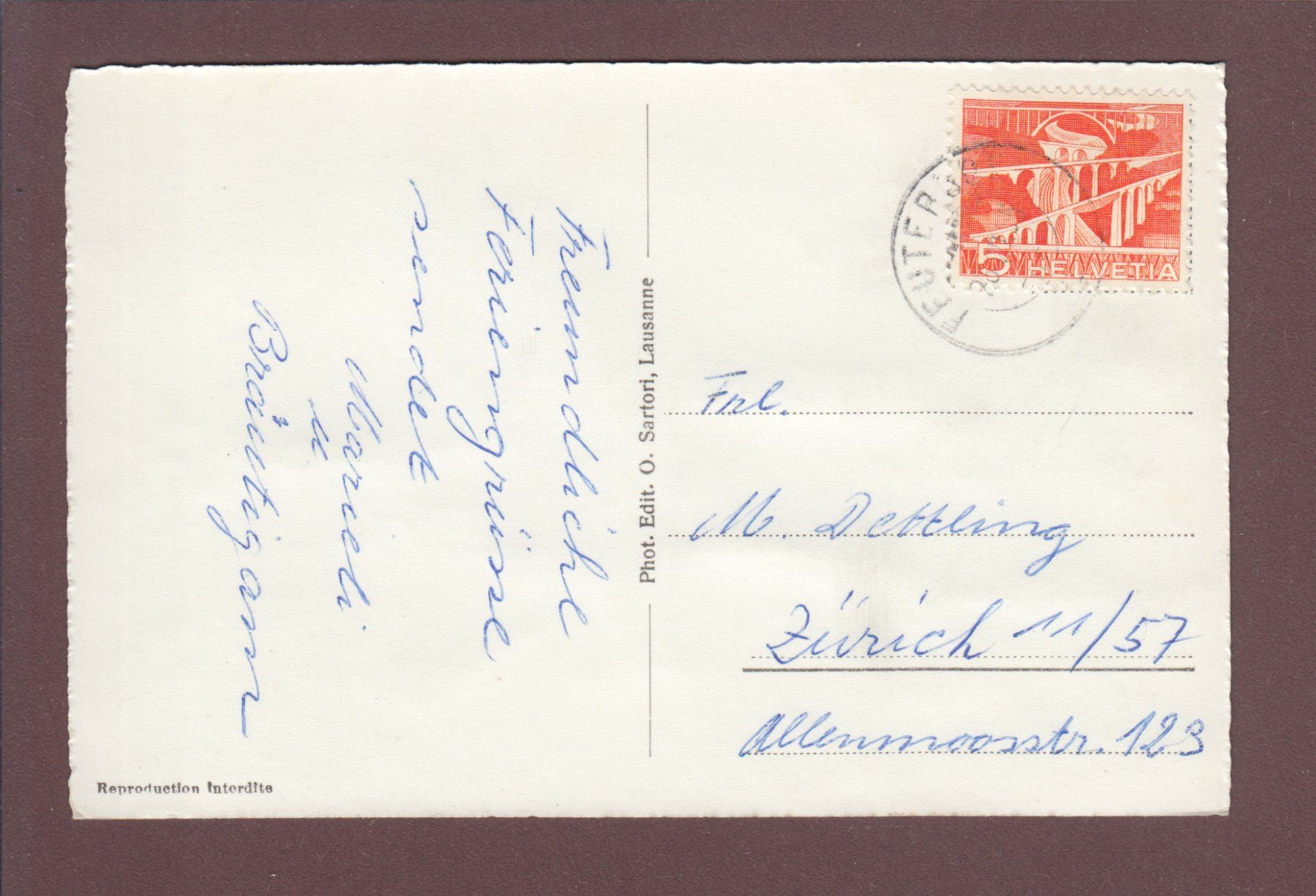 Cartoline postali: GSTEIG - Teil mit Kirche - 1955 – Usato da Pully venduto da nicecards 1