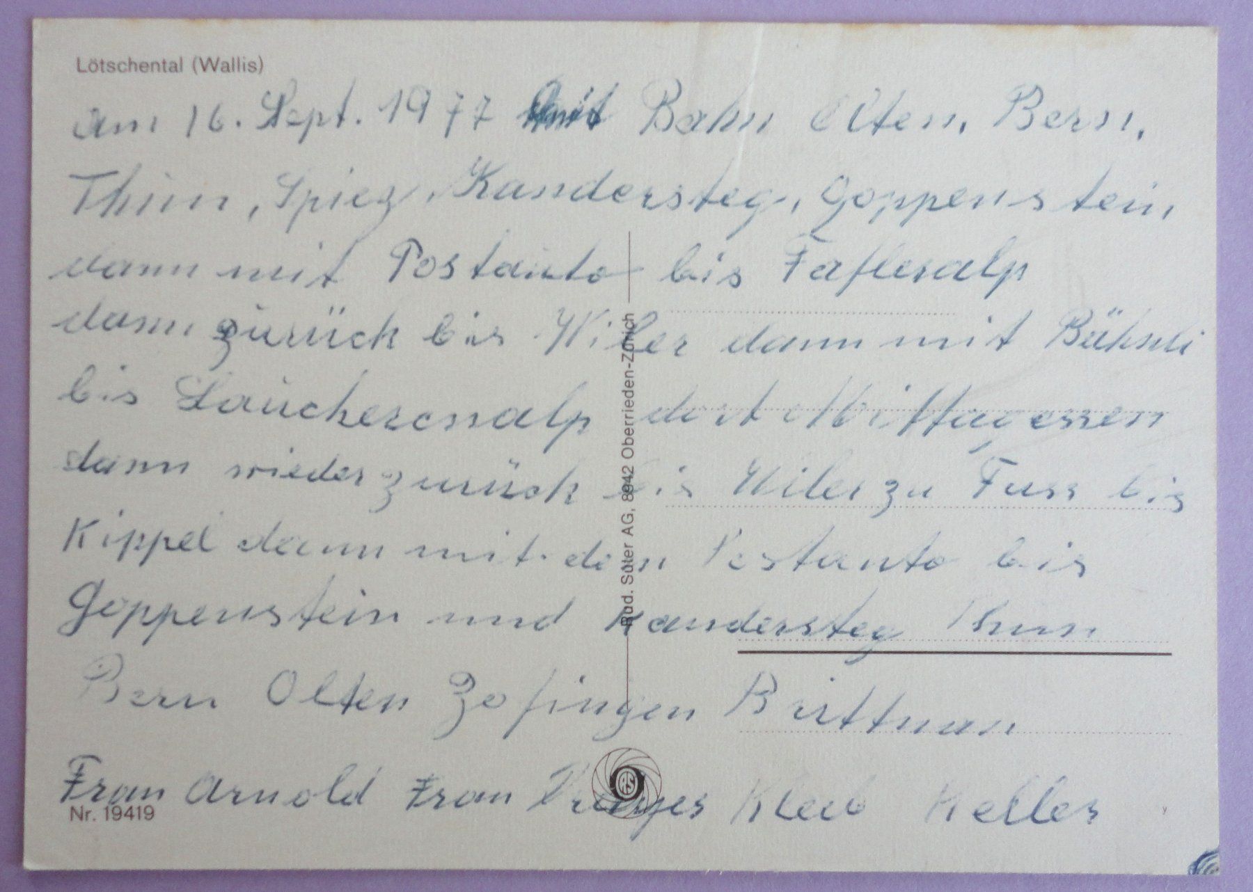 Cartes postales: Lötschental (Wallis) – D'occasion à Fétigny par Billy2miny 1