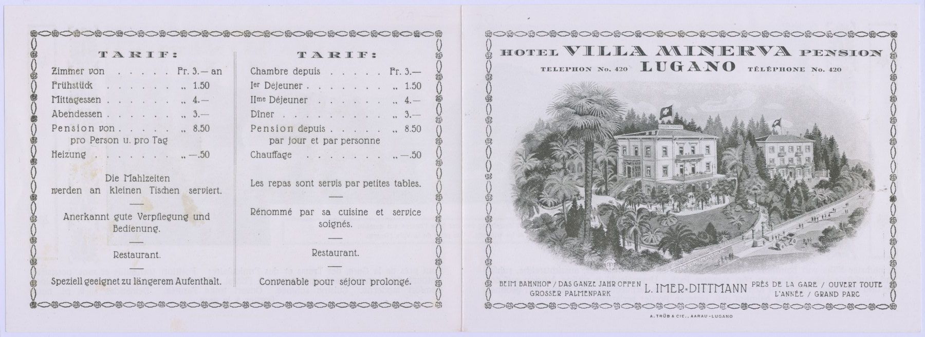 Cartoline postali: Lugano Jugenstil Hotel Minerva Werbung – Usato da Lützelflüh-Goldbach venduto da blauerkranich