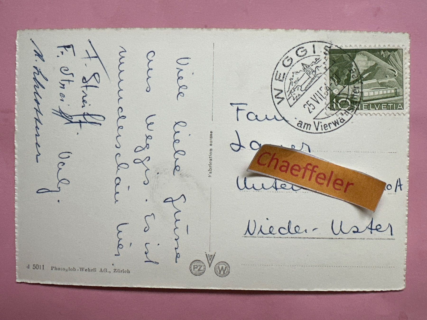 Ansichtskarten: 1954 Weggis – Gebraucht aus Zürich von Chaeffeler 1