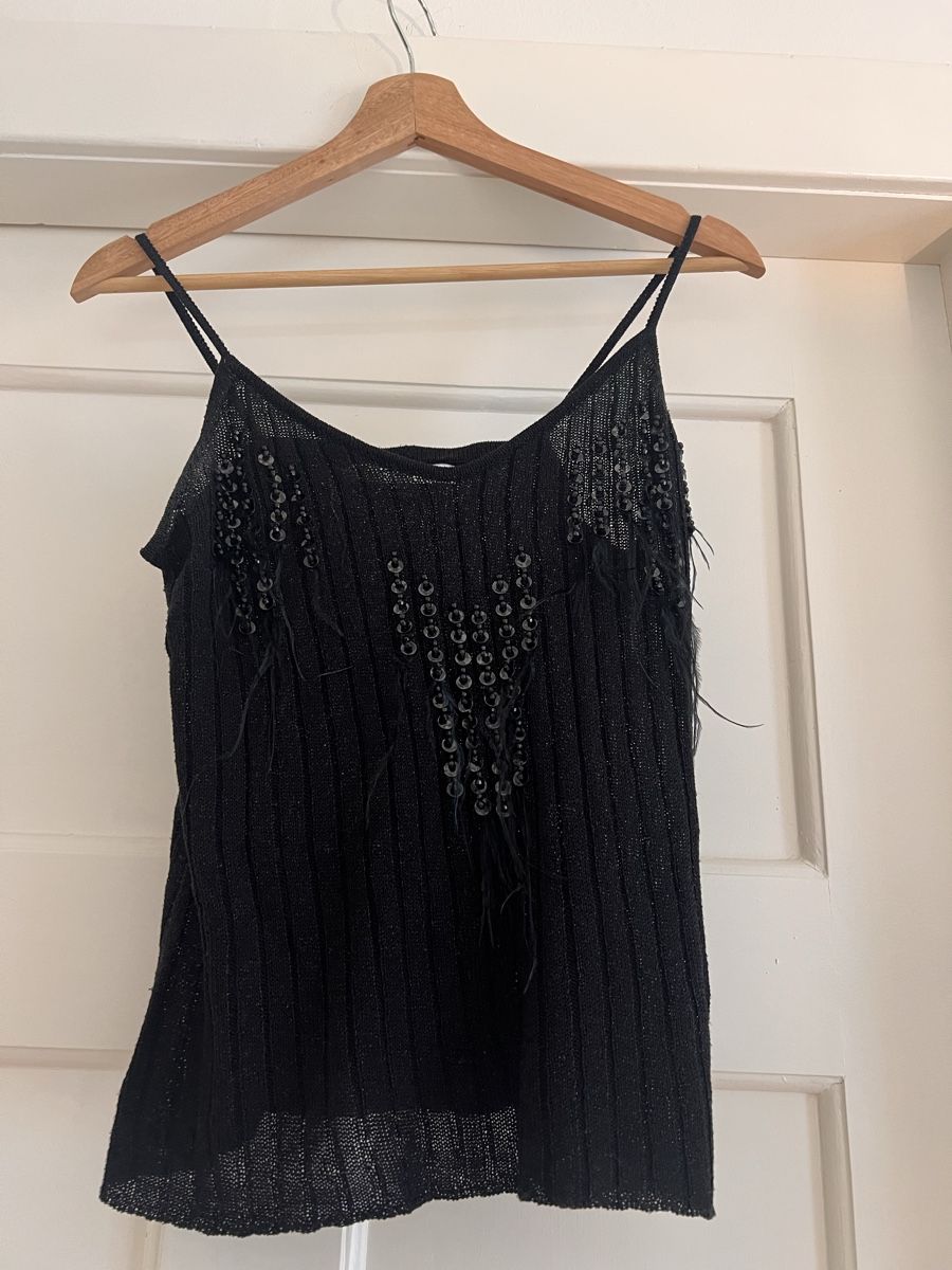 Zara Top: Zara Black Sequin Cami Top - Size S! – Usato da Erlenbach ZH venduto da Ma.Pi