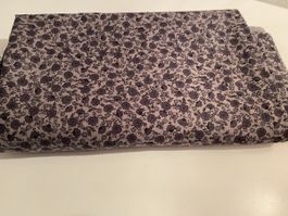 Stoff mit Blümchenprint, grau-beige, 183x135cm, (t:2)