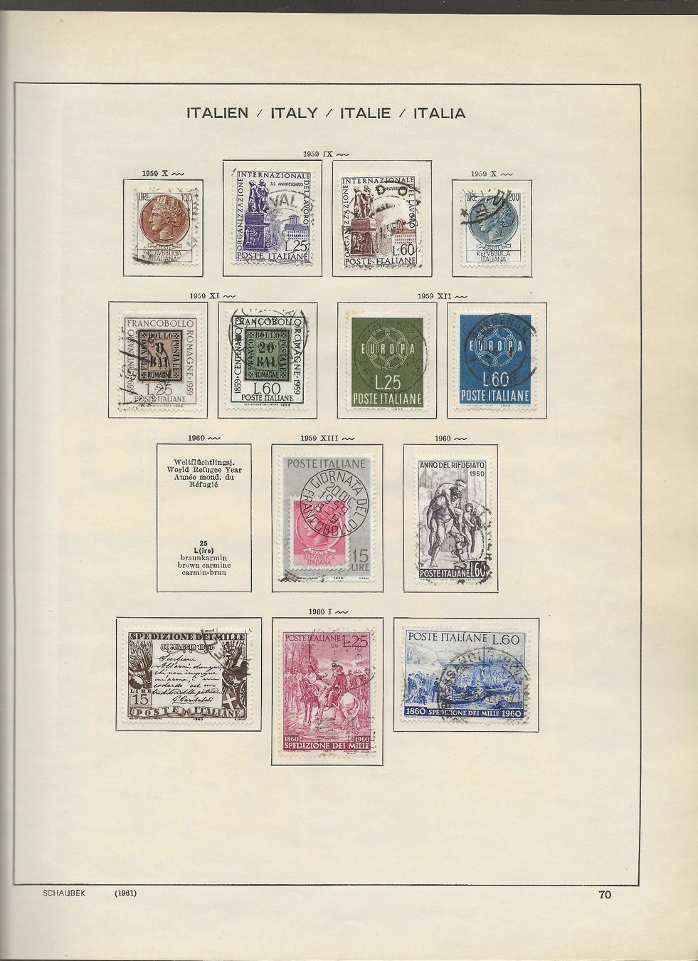 Alle Briefmarken: Marken Italien 1955 bis 1960 – Gebraucht aus Au ZH von xelagreb01 8