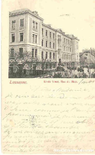 Ansichtskarten: Lausanne -Ecole Vinet -Rue du Midi 1904 – Gebraucht aus Emmenbrücke von teestube