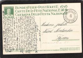 Bundesfeierkarte 1916,Ceres , Nr. 14o ,vermutl. ET 23.Vll.16