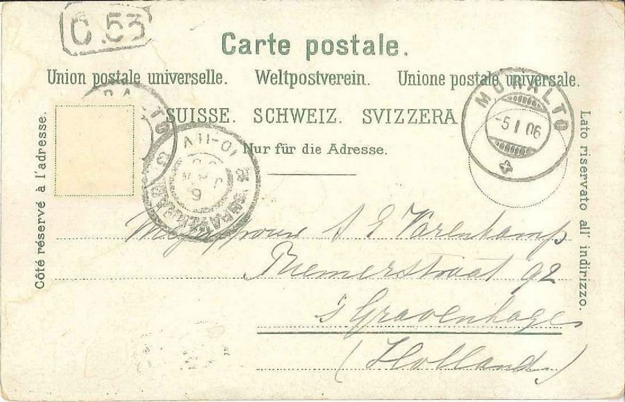 Cartoline postali: Ponte Brolla, circolata 1906 – Usato da Frauenfeld venduto da POML 1