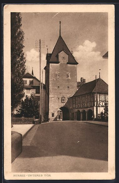 Cartoline postali: AK Sursee, Unteres Tor, 1917 – Usato da Berlin venduto da bartko-reher