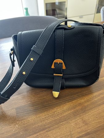 Original COCCINELLE Umhängetasche Schwarz Leder Gold