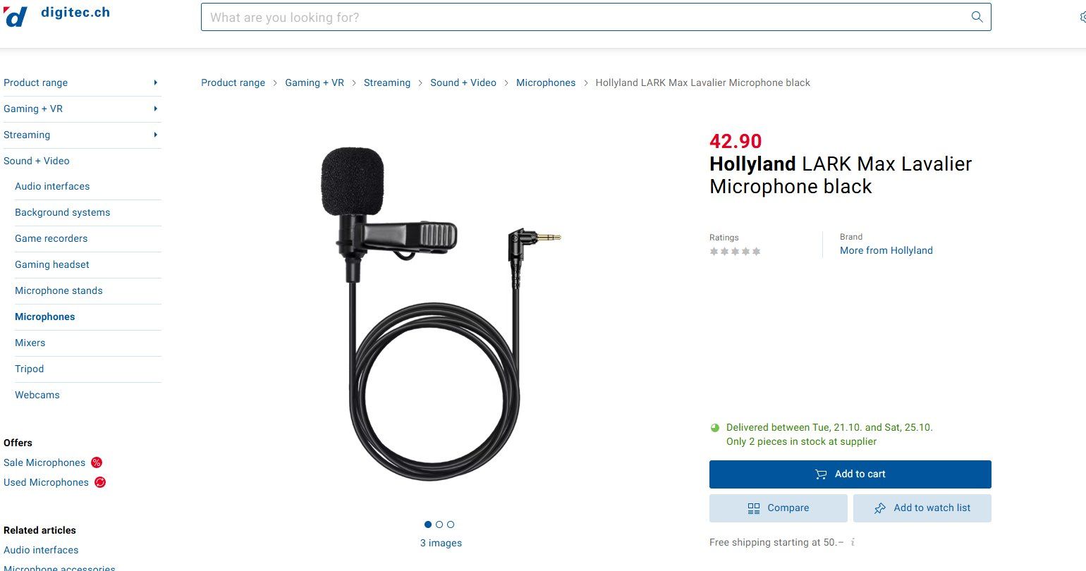 Microfoni: Microphone cravate Hollyland LARK Max lavalier microphone – Nuovo (secondo la descrizione) da Geneve venduto da T36