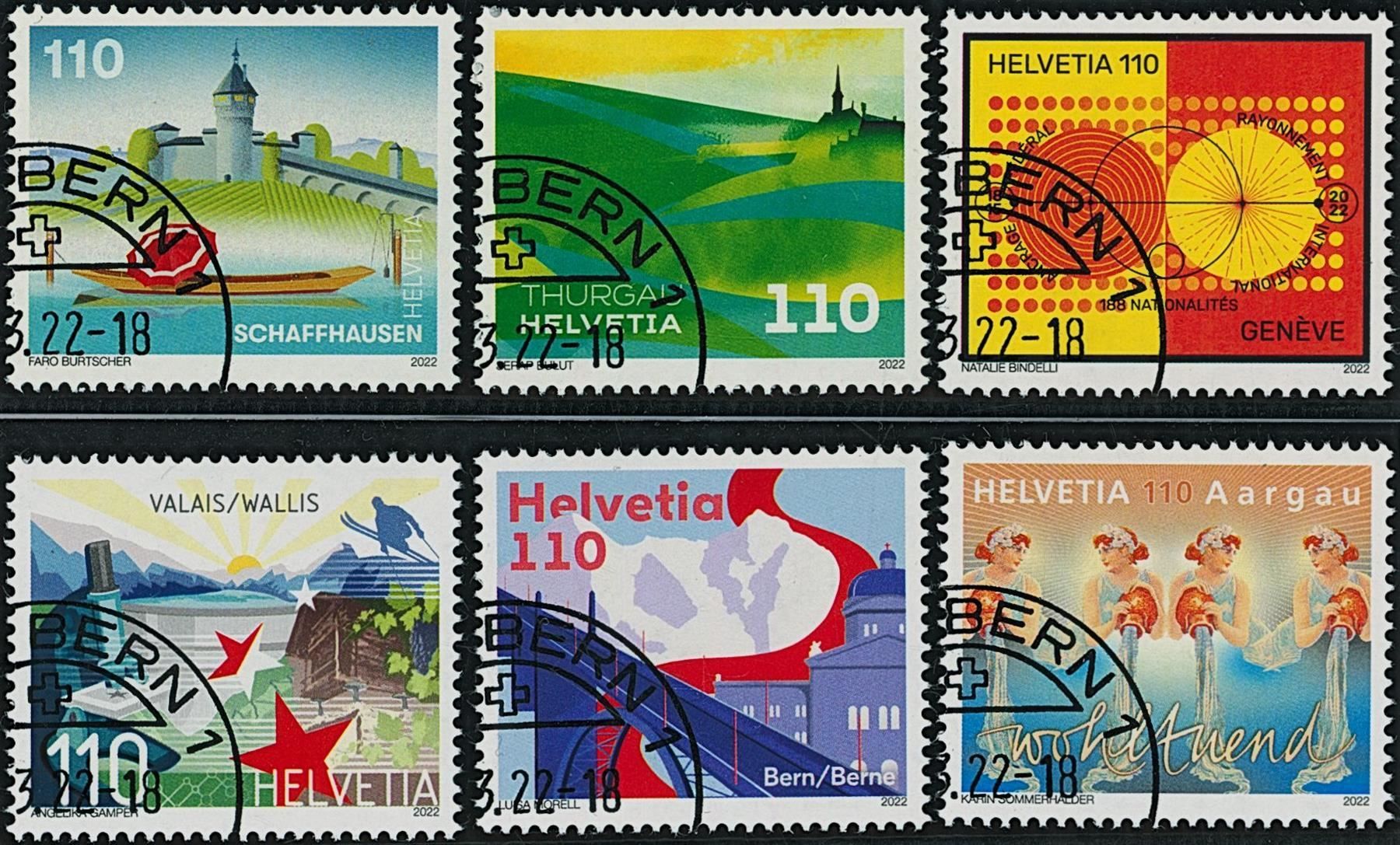 Tutti i francobolli: 2022 - Kanton - Schweiz - Ersttag Stempel ET – Usato da Schindellegi venduto da leecollect 1