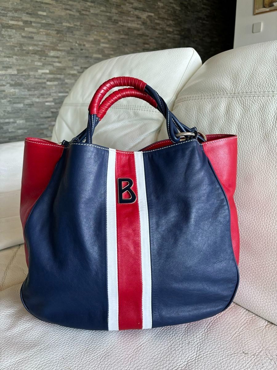 Bogner Taschen für Damen: Bogner Shopper Leder rot-blau-weiss – Gebraucht aus Muttenz von einfach-schoen