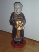 Antike Buddha Figur Holz bemalt Handarbeit