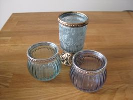 3 schöne Glas Teelichter