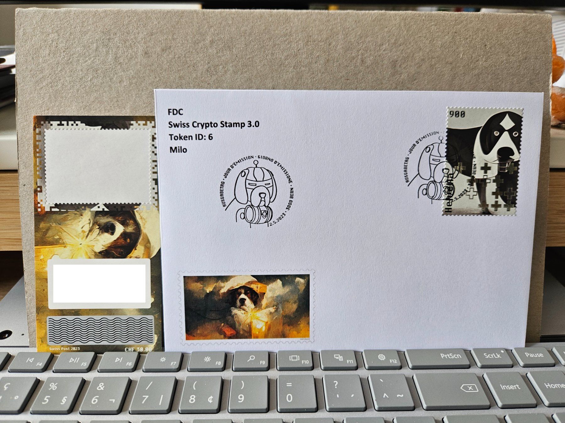 Tutti i francobolli: FDC Ausschnitt Swiss Crypto Stamp 3.0, ID6, Milo – Usato da Rickenbach SO venduto da Bytebull