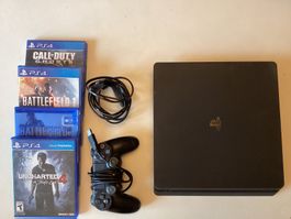Sony PlayStation 4 Konsole mit Controller und 4 Spielen