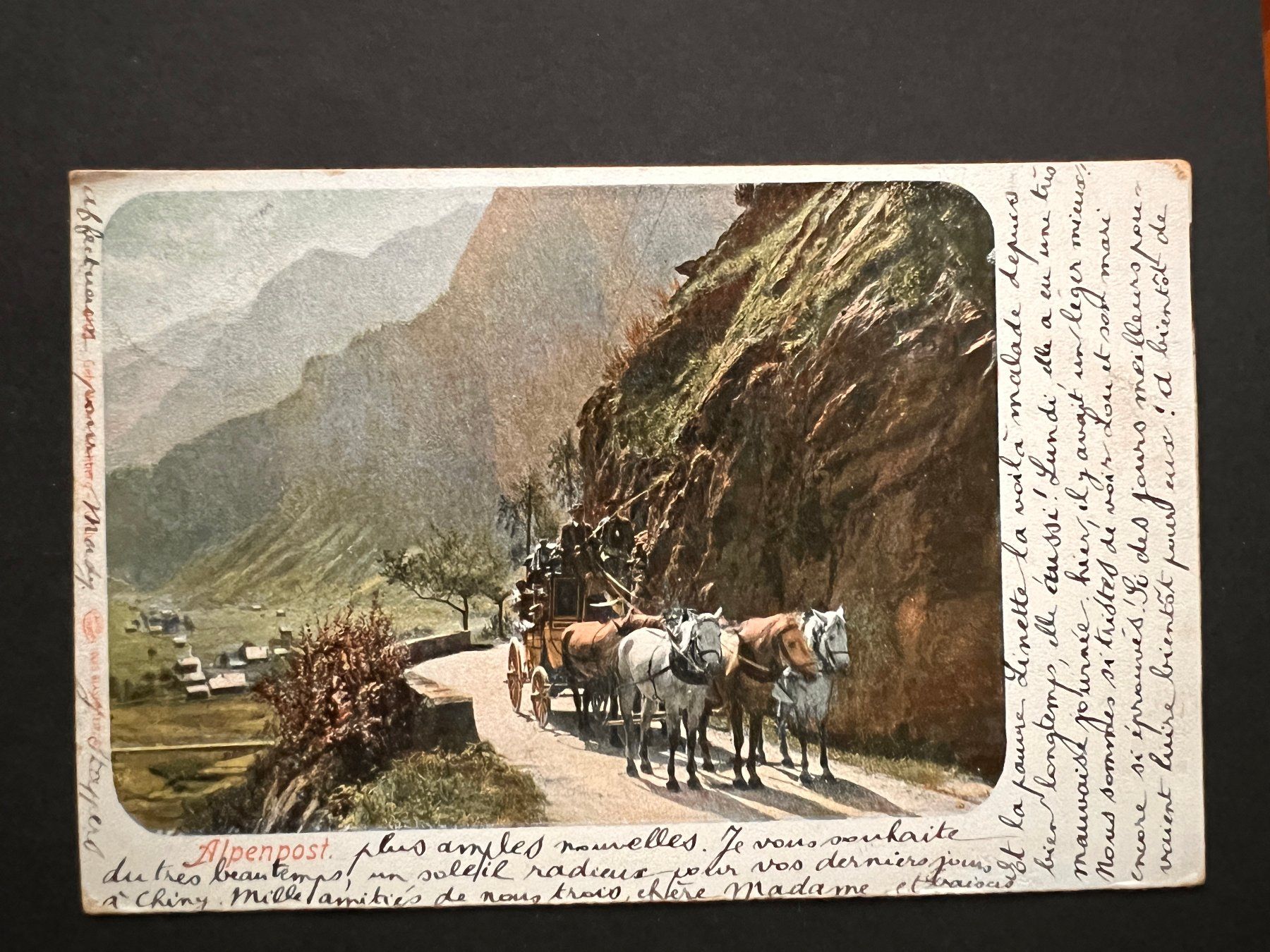 Cartoline postali: Postkarte Alpenpost Litho 1908 (P351) – Usato da Hinwil venduto da Sidi4