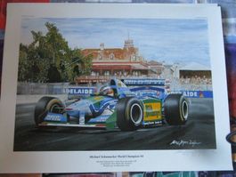 MICHAEL SCHUMACHER WORLD CHAMPION 1994 AUF FORD KUNSTDRUCK!!