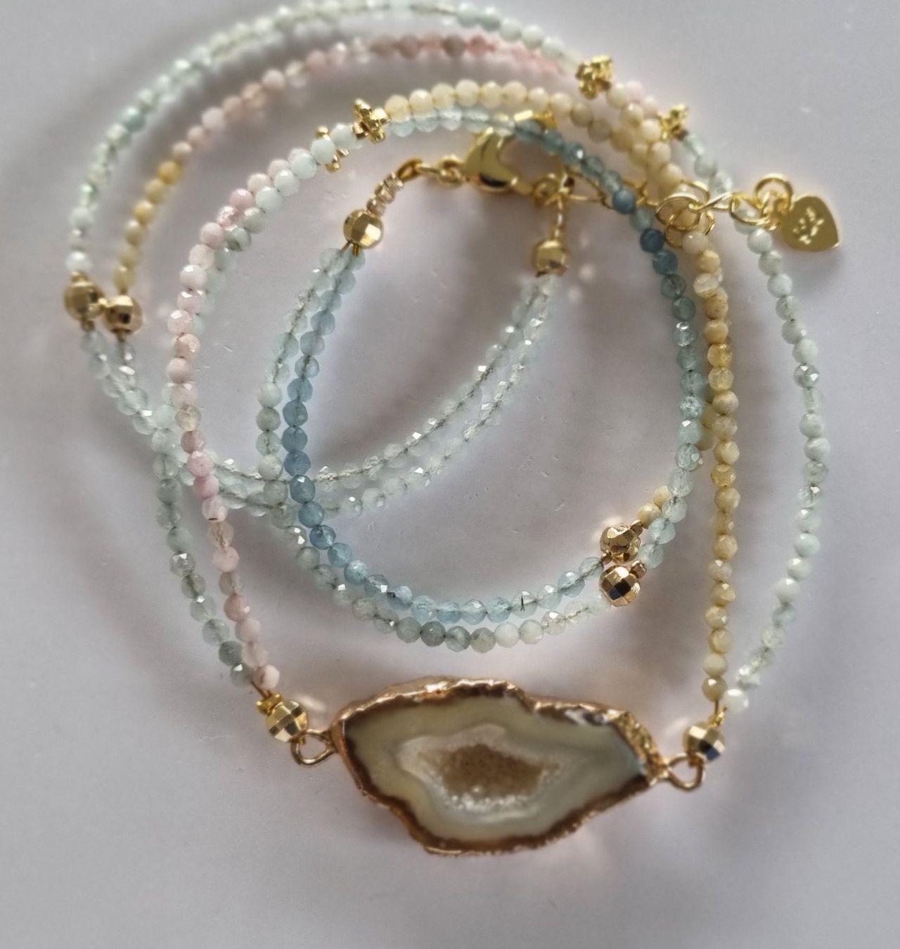 Catenine: Doppelhalskette Multiaquamarin 219 – Nuovo e nell'imballaggio originale da Luzern venduto da Cellina1
