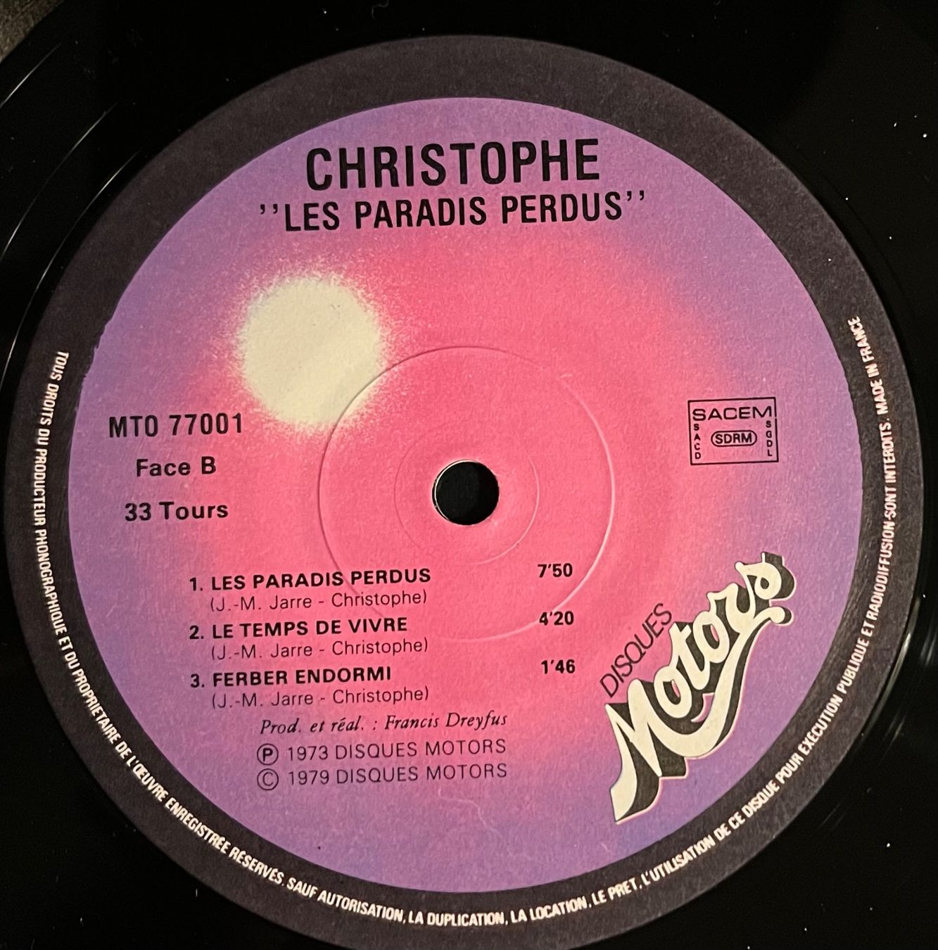 Vinyles: CHRISTOPHE - LES PARADIS PERDUS - 33 Tours – D'occasion à Bussigny par vinyl-pas-cher 3