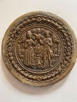 Wandteller Wachs, erhabenes Relief Familie Geburt, Wandbild.