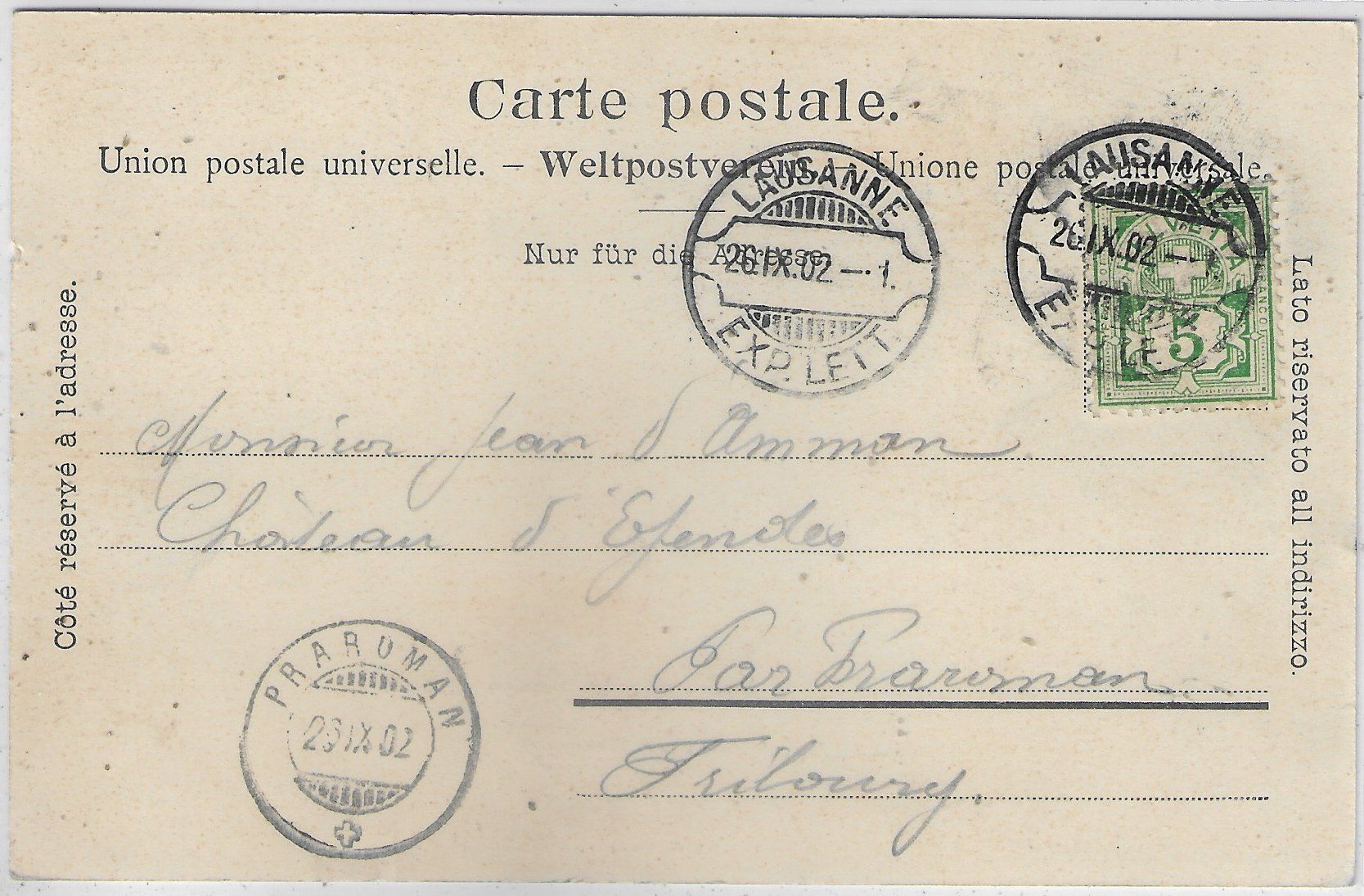 Cartoline postali: Lausanne - Le marche Riponne – Usato da Ettingen venduto da Kartenplanet 1