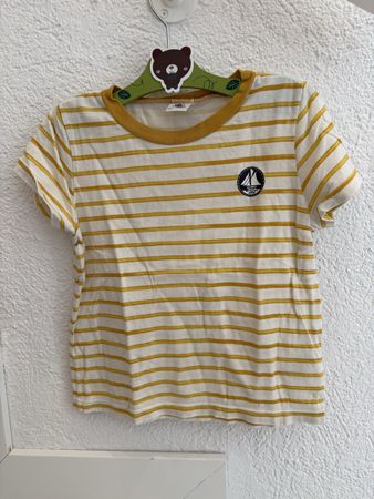 Petit Bateau T-Shirt gestreift Gelb Weiss Grösse 110cm