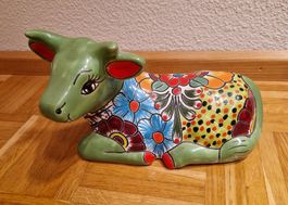 Mexikanische Talavera Keramik Kuh - Handbemalt
