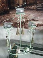 Kerzenständer Shabby Chic mintgrün, Upcycling Unikat