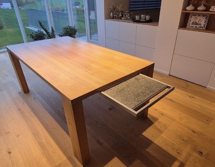 Tische: Esstisch Kirschbaum Echtholzfurnier mit Granitauszug – Gebraucht aus Solothurn von Pummeluffi 4