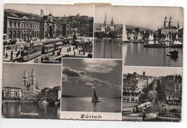 ZÜRICH Bahnhofplatz Bahnhofstrasse, Tram, Segelschiff