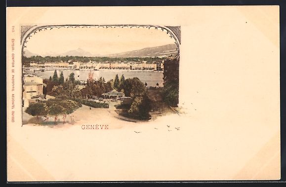 Cartoline postali: AK Genève, Panorama mit Bäumen – Usato da Berlin venduto da bartko-reher