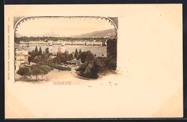 AK Genève, Panorama mit Bäumen