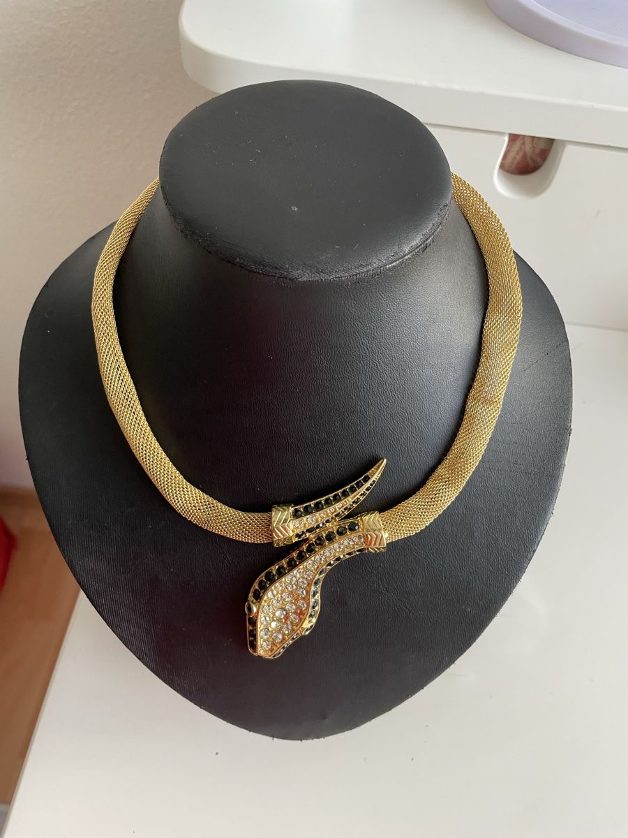 Catenine: vintege Collier serpent métal plaquer or strass – Usato da Worben venduto da benit.drn