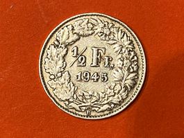 50 Rappen oder 1/2 Fr.1945 B ( Silber ) Auflage 4.9 Mio