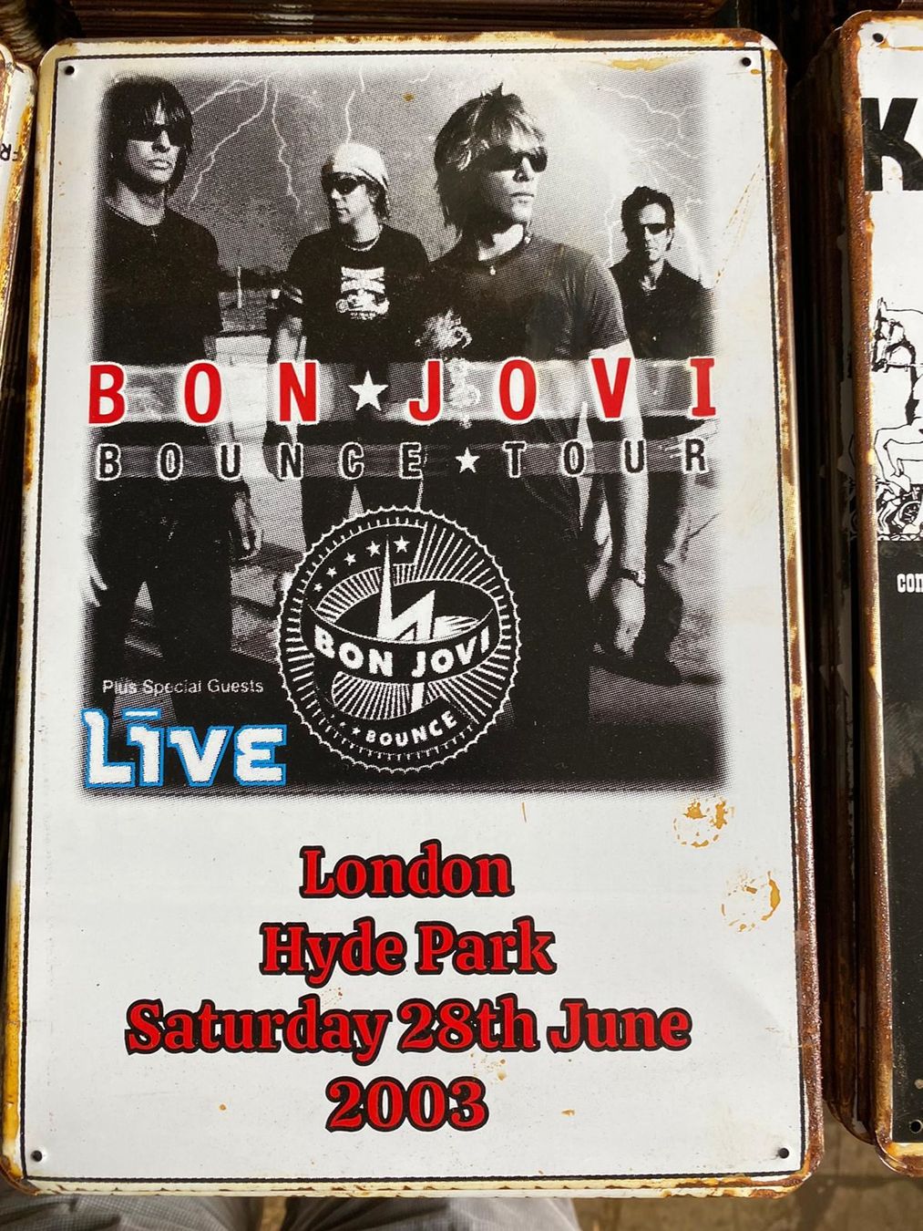 Insegne: Rusty Blechschild-BON JOVI-LONDON 2003 – Nuovo e nell'imballaggio originale da Rupperswil venduto da big-one-sale