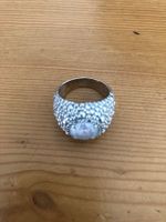 Damen Ring mit Strass, Modeschmuck, Silber, Grösse 20mm zirk