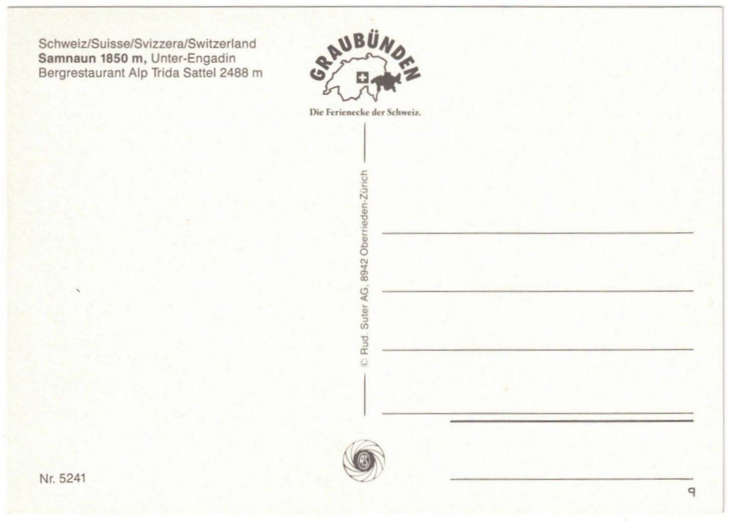 Cartoline postali: Samnaun - Luftseilbahn Ravalsch--Alp Trida – Usato da Binningen venduto da Mountainrider 1