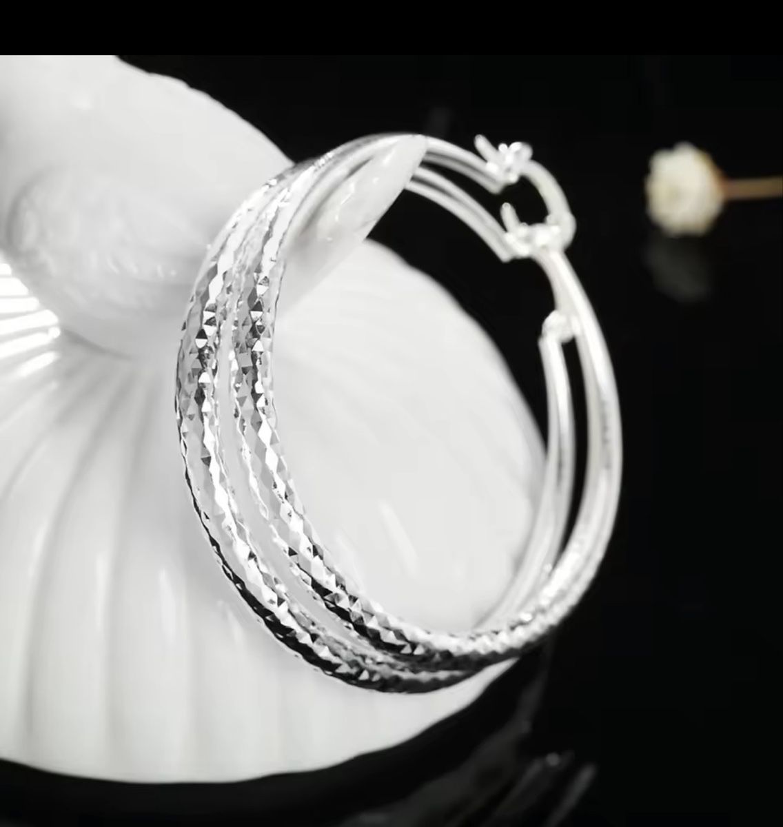 Orecchini pendenti & Orecchini a lobo: Créoles argentées,,Diamètre 5 cm – Nuovo e nell'imballaggio originale da Veytaux venduto da 81v_2xqb
