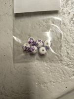 Porzellan Perlen Perles 8mm, violett, Blumen Motiv 6 Stück