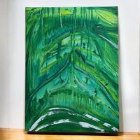 Abstraktes Acrylgemälde "Im Grünen" 60x80cm Original