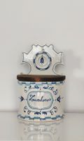 Antikes Zucker - Gefäss aus Keramik m. Holzdeckel, Handmade