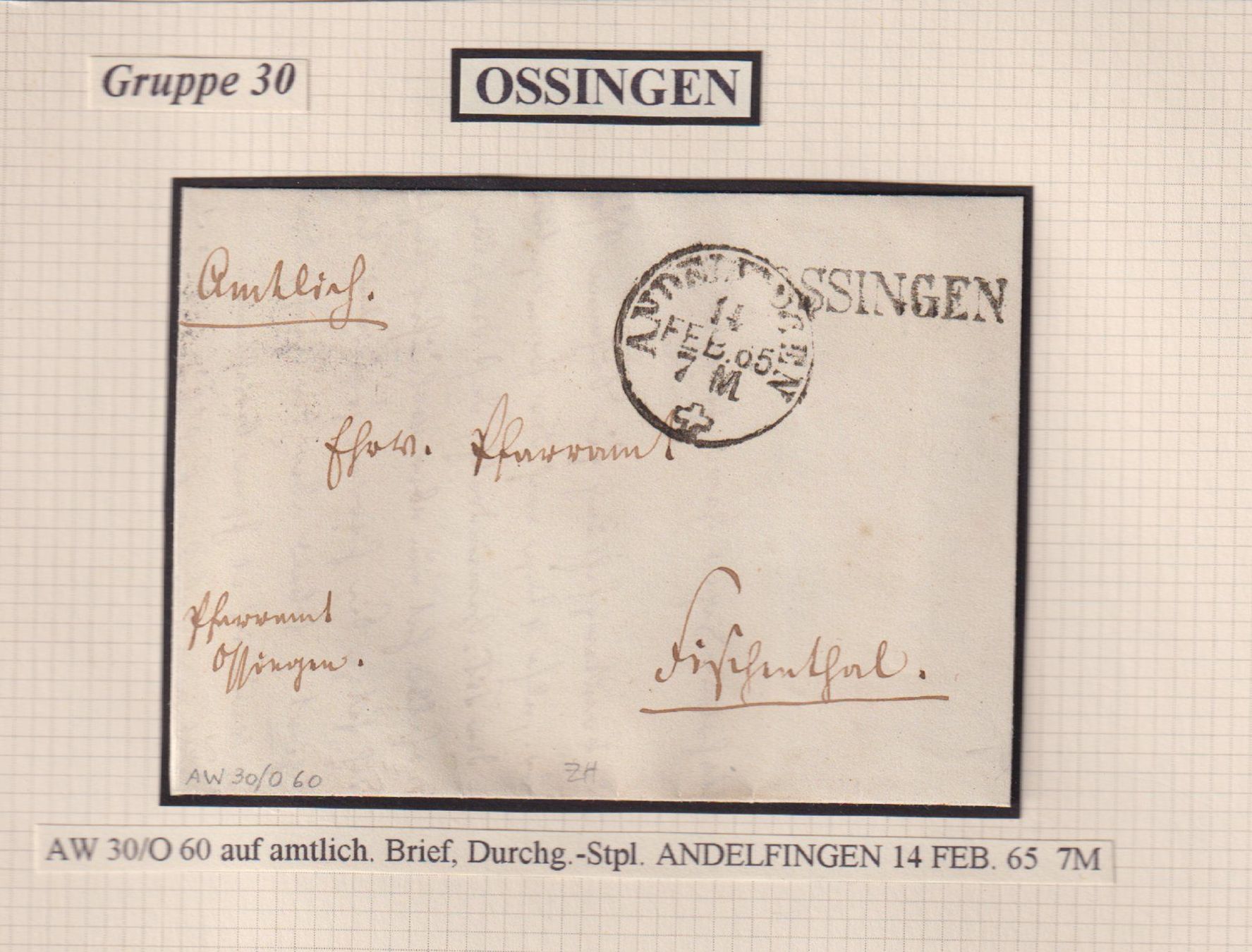 Tutti i francobolli: OSSINGEN  und Andelfingen ! Top Brief !! – Usato da Bibern SH venduto da Heinibuehrer