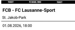 Basel - Lausanne: Sitzplatz-Ticket A2 Parkett