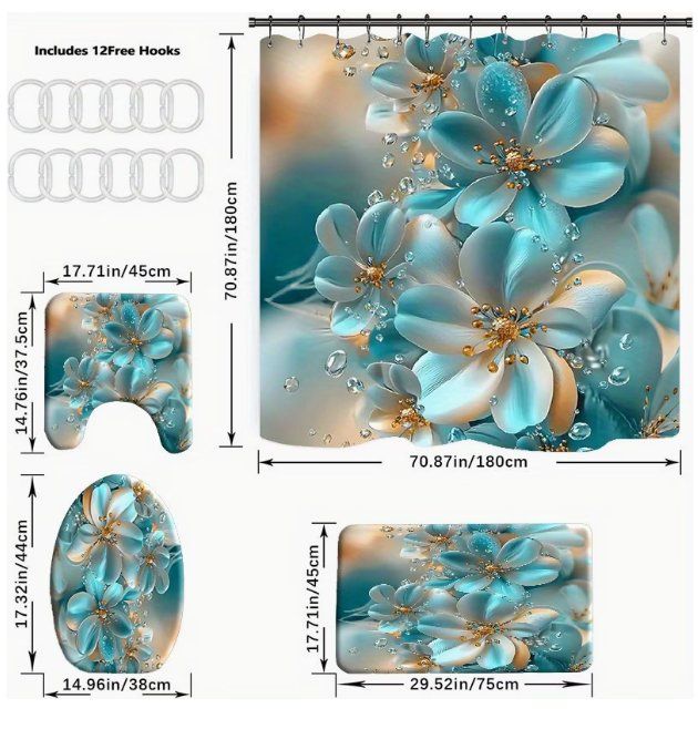 Tende: Duschvorhang Badematte 4 Teilen mit Schiebeschneider – Nuovo e nell'imballaggio originale da Amriswil venduto da Ravinvida 2