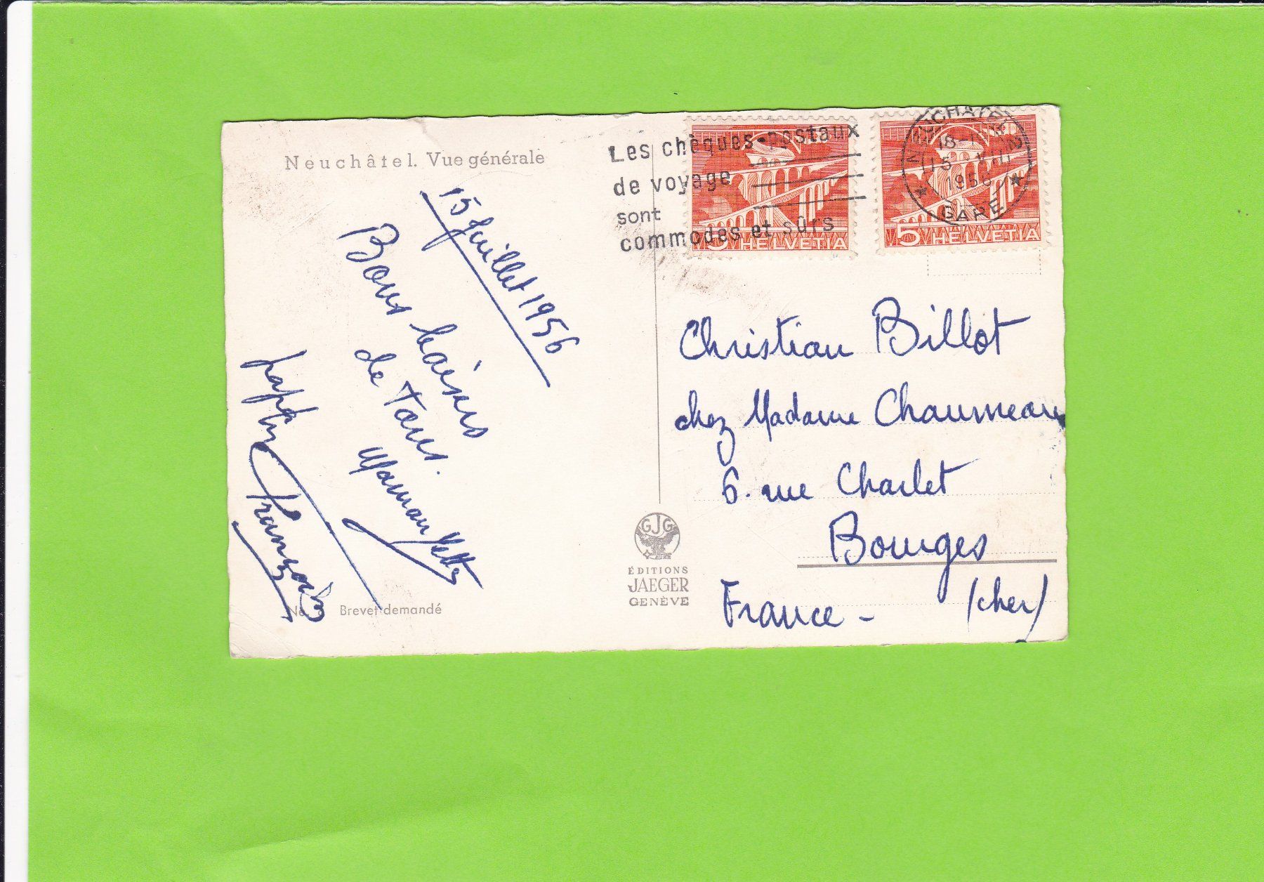 Cartoline postali: Neuchâtel-vue générale – Usato da St. Peterzell venduto da neckertal 1